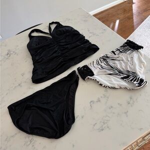 Athleta Black and White Swimsuit Set